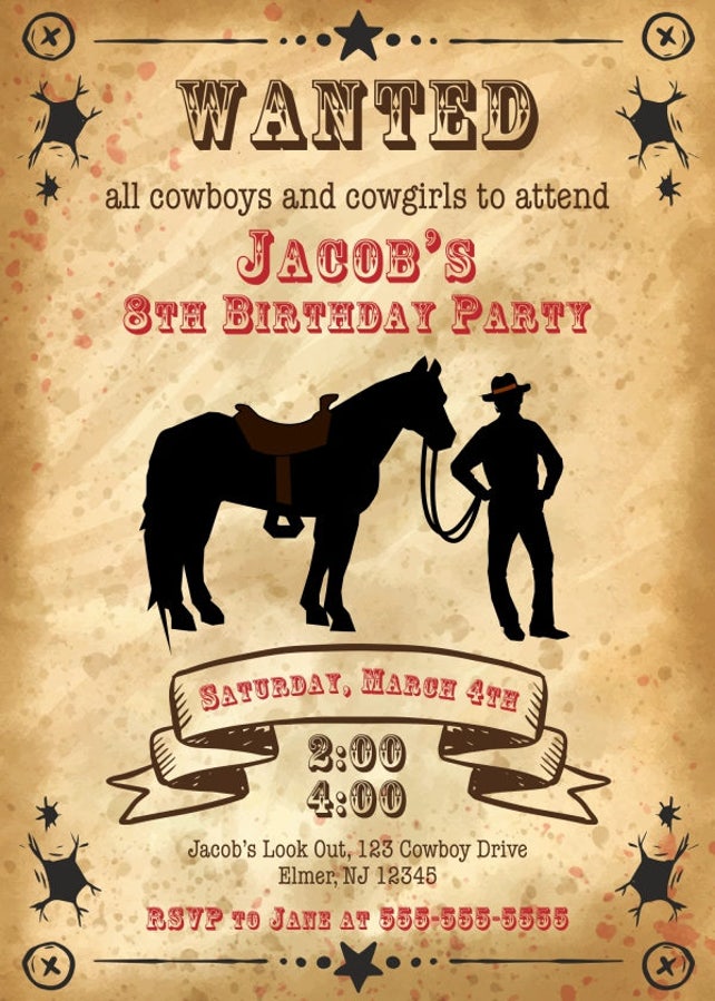 cowboy invitation cowboy birthday