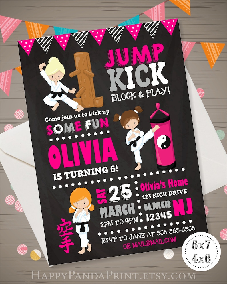 GIRLS KARATE Invitation Karate Birthday Invitation Karate Etsy