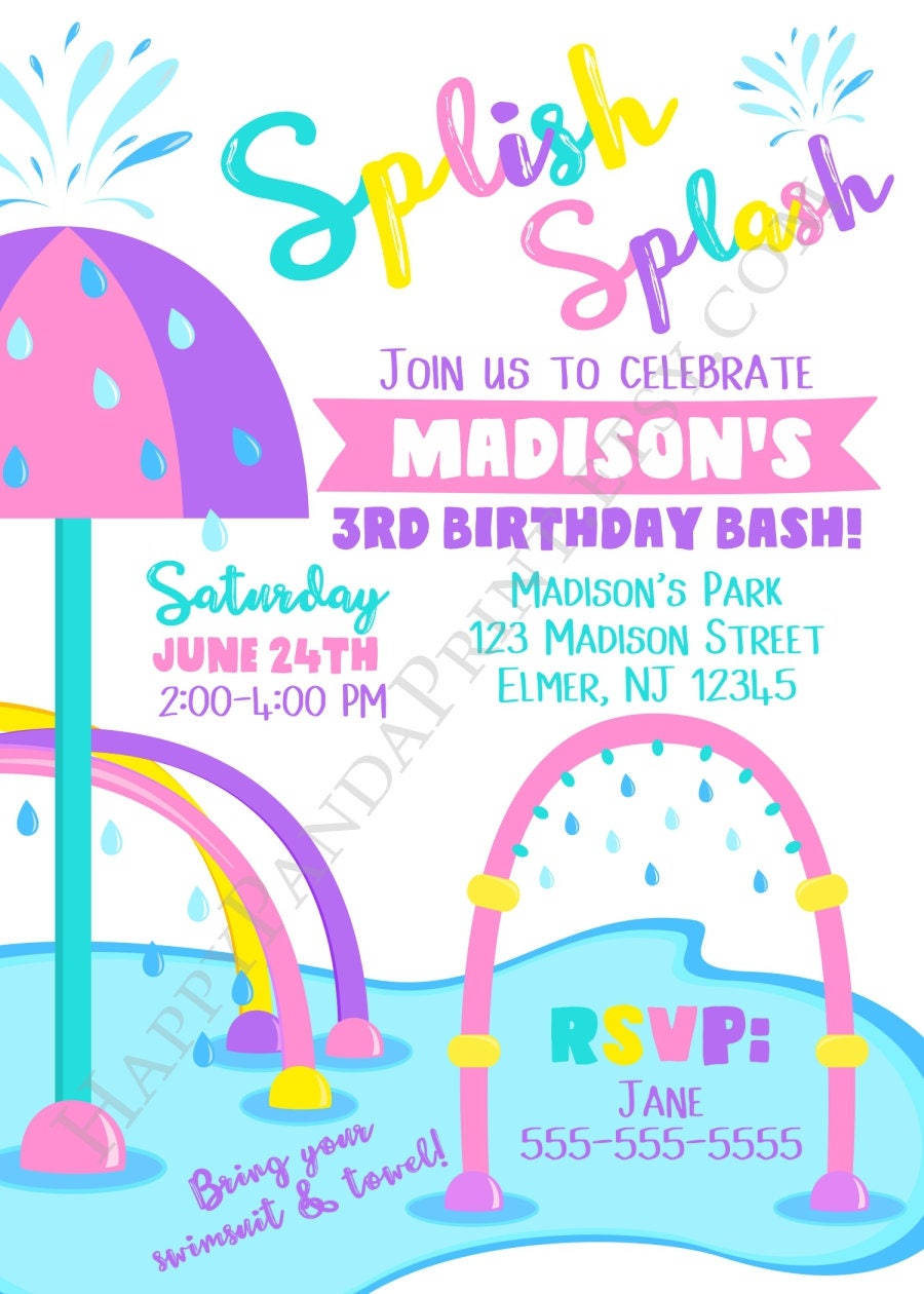 splish-splash-birthday-invitation-girls-splash-pad-invitation-etsy