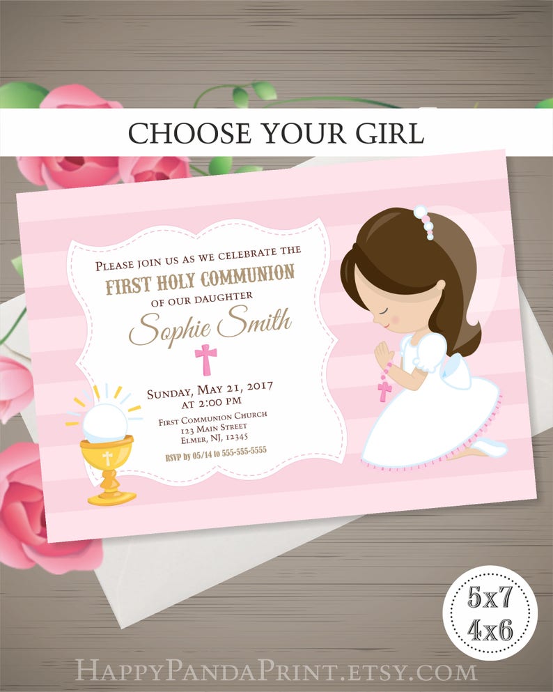 FIRST COMMUNION Invitation Girl First Holy Communion Etsy