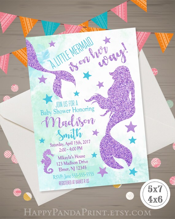 Mermaid Baby Shower Invitation Under the Sea Baby Shower Etsy
