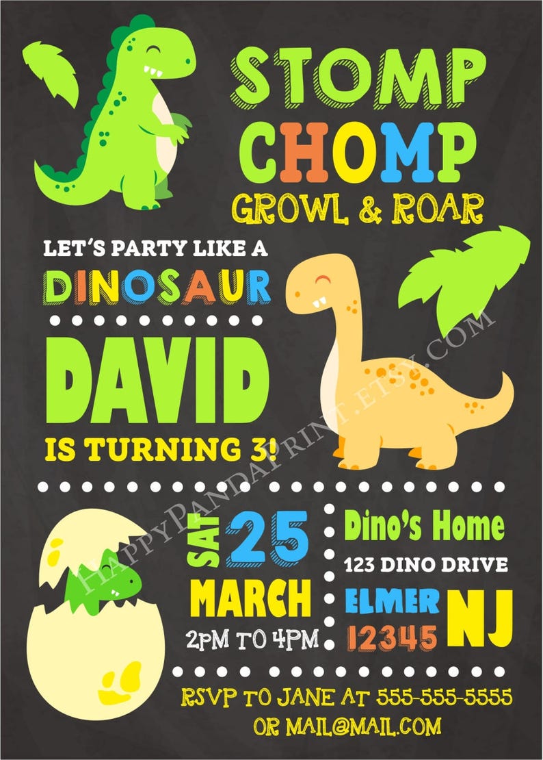 Dinosaur Invitation Dinosaur Birthday Invitation Dinosaur | Etsy