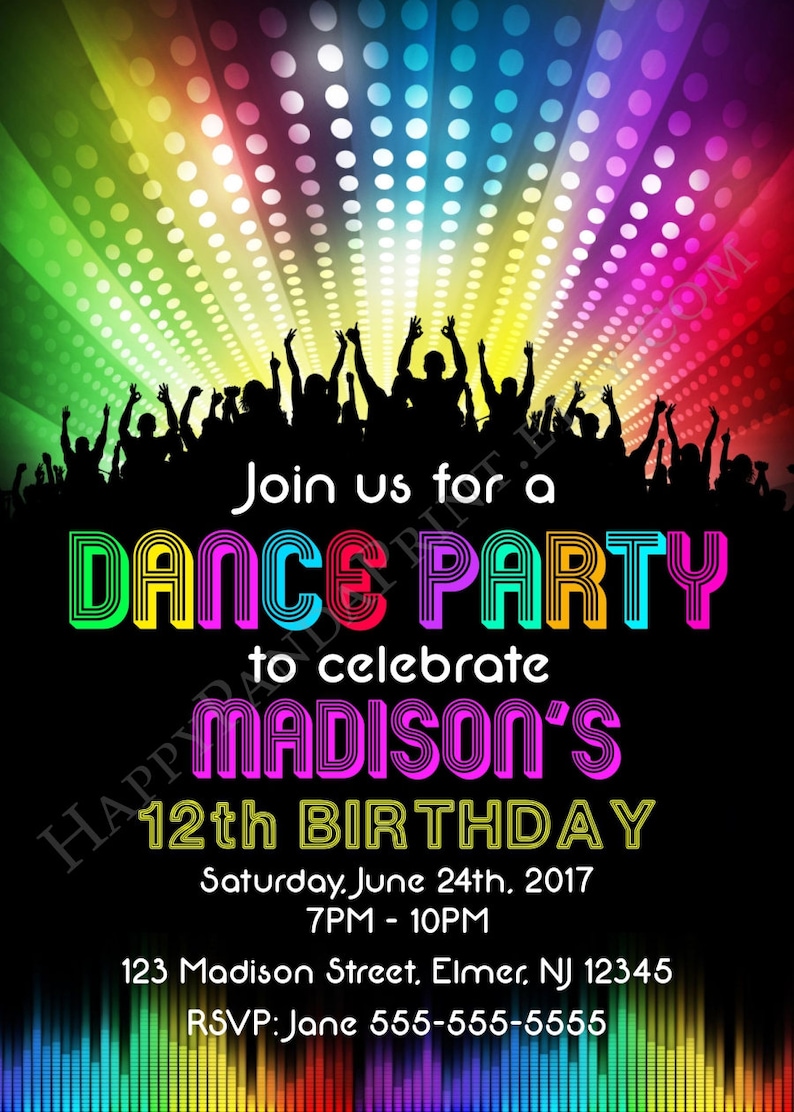 dance-party-invitation-disco-party-invitation-disco-dance-etsy