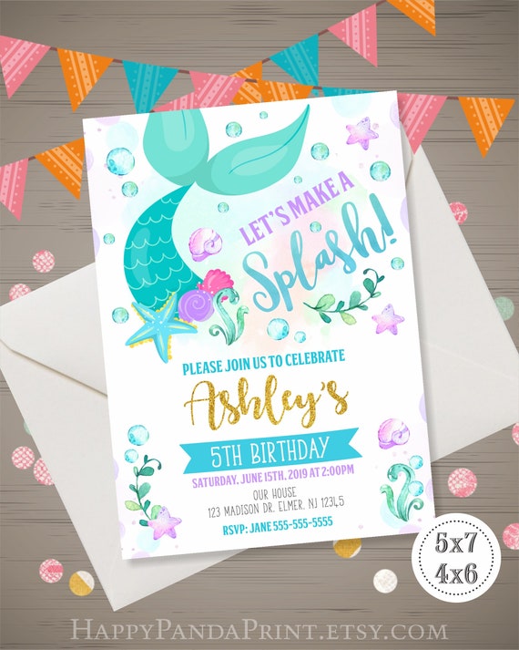 Mermaid Birthday Invitation Mermaid Invitation Mermaid Tail Etsy