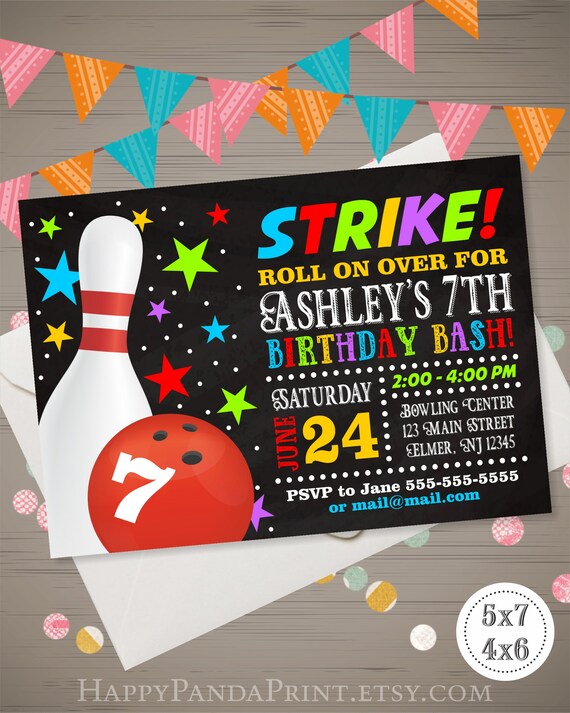 Bowling Birthday Invitation For Kids Bowling Invitation Etsy Bowling Birthday Invitation For Kids Bowling Invitation Etsy