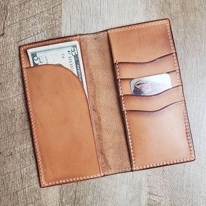 Tall Leather Roper Wallet With Weave Tooled Pattern and Turquoise Skull ...