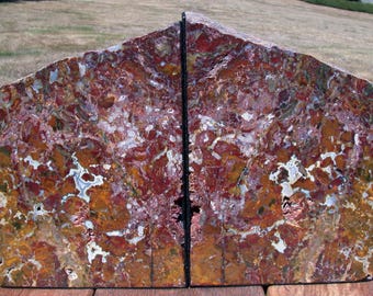 Large 13 lb. CHRISTMAS COLOR Marston Ranch Jasper Bookends - Beautifully Polished Natural Stone!!