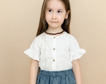 Linen Shirt Poppy with Short Sleeves | Optional Embroidery