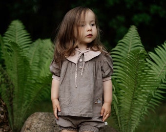 Linen Blouse Dorothy for Girls (optional embroidery)