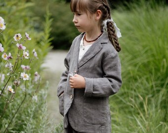 Warm Linen Jacket Frankie for kids | Optional Embroidery