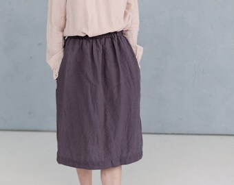 Linen Midi Skirt Elise | Optional Embroidery