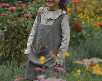 Japanese Linen Apron for Kids | Optional Embroidery