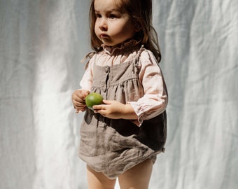 Linen Romper Piper for Babies (optional embroidery)