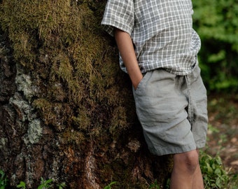 Short en lin Alan pour enfant (broderie en option)