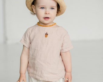 Linen Shirt Charlie with Short Sleeves | Optional Embroidery