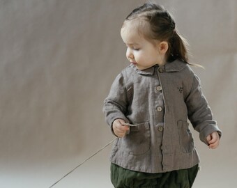 Warm Linen Jacket Willow for kids | Optional Embroidery