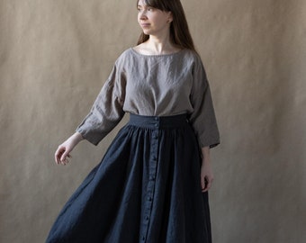 Warm Linen Skirt Olivia (optional embroidery)