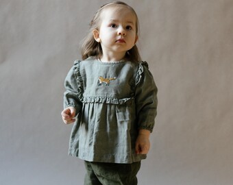 Linen Baby Tunic Daphne | Optional Embroidery