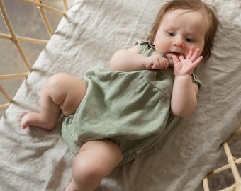 Linen Baby Romper Ariel | Optional Embroidery