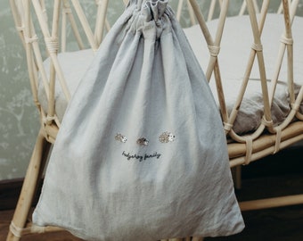 Large Linen Pouch Bag | Optional Embroidery