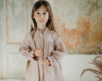 Linen Dress Agatha with Long Sleeves | Optional Embroidery