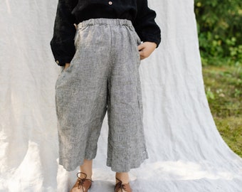 Linen Culotte Pants Leonie for kids | Optional Embroidery