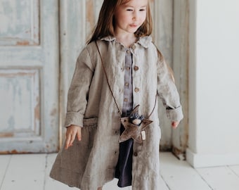 Warm Linen Coat River for Girls | Optional Embroidery