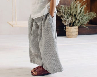 Linen Pleated Pants Amber for Kids | Optional Embroidery