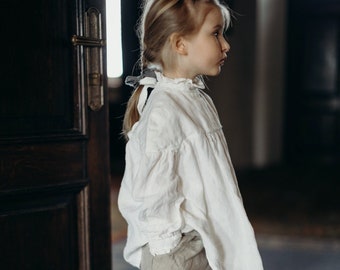 Linen Blouse Adelina for Girls | Optional Embroidery