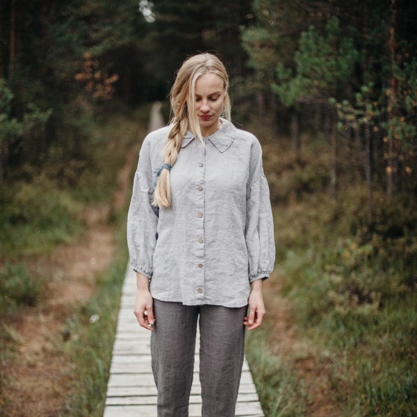 Chemise pour femme en lin bio boutonnée dans le dos