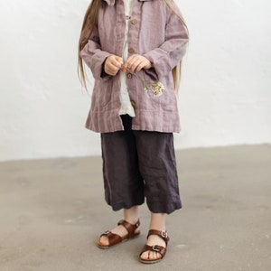 Linen Culotte Pants SIENNA, Linen Pants With Elastic Waistband