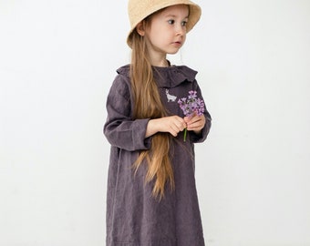 Linen Dress Ruby with Long Sleeves | Optional Embroidery