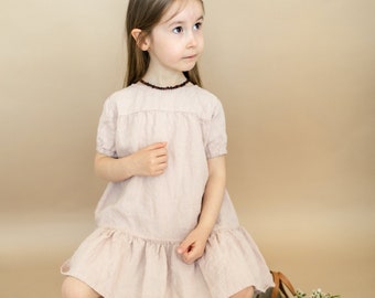 Linen Dress Alice with Short Sleeves | Optional Embroidery