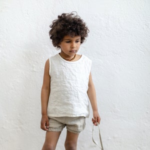 Chemise en lin sans manches Vince pour enfant Broderie en option image 1