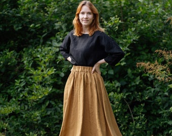 Linen Skirt Violete | Optional Embroidery