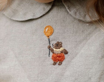 Handmade Embroidery "Bear with Balloon" | Customized Personalised Items | Optional Embroideries