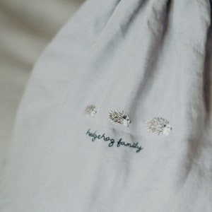 Handmade Embroidery &quot;Hedgehog Family&quot; | Customized Personalised Items | Optional Embroideries