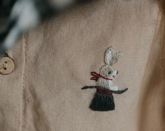 Handmade Embroidery "Circus Bunny in a Hat" | Customized Personalised Items | Optional Embroideries