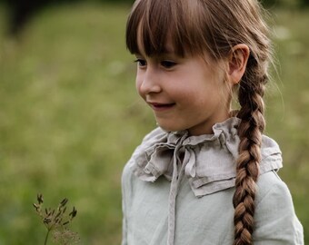 Linen Ruffle Collar | Optional Embroidery