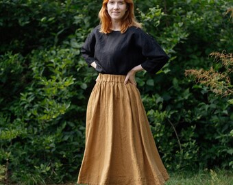 Linen Skirt Violete | Optional Embroidery