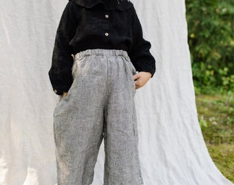 Linen Culotte Pants Leonie for kids | Optional Embroidery