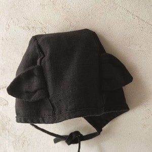 Ready to Ship Halloween Linen Cat Bonnet 86-98 cm / Black image 2
