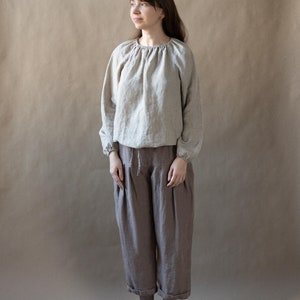 Long Sleeve Linen Shirt Jamie for Women, linen blouse for women, linen tunic tops, casual loose soft linen blouses | Optional Embroidery