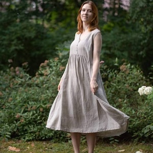 Summer Sleeveless Dress Astrid, dresses for women, boho linen dress, summer linen dress for women,  | Optional Embroidery