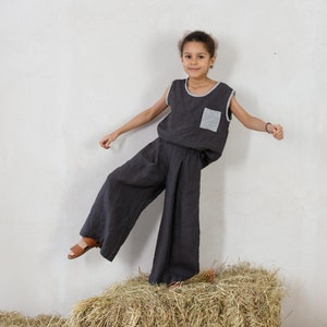 Natural Linen Sleeveless Shirt for kids Leo, Linen Tank Top, Linen Shirt kids, Linen Blouse, Kids clothing | Optional Embroidery