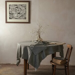 Linen Table Cloth Optional Embroidery image 5