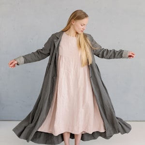 Oversized Linen Duster Coat Lilly | Long Loose Jacket with Pockets