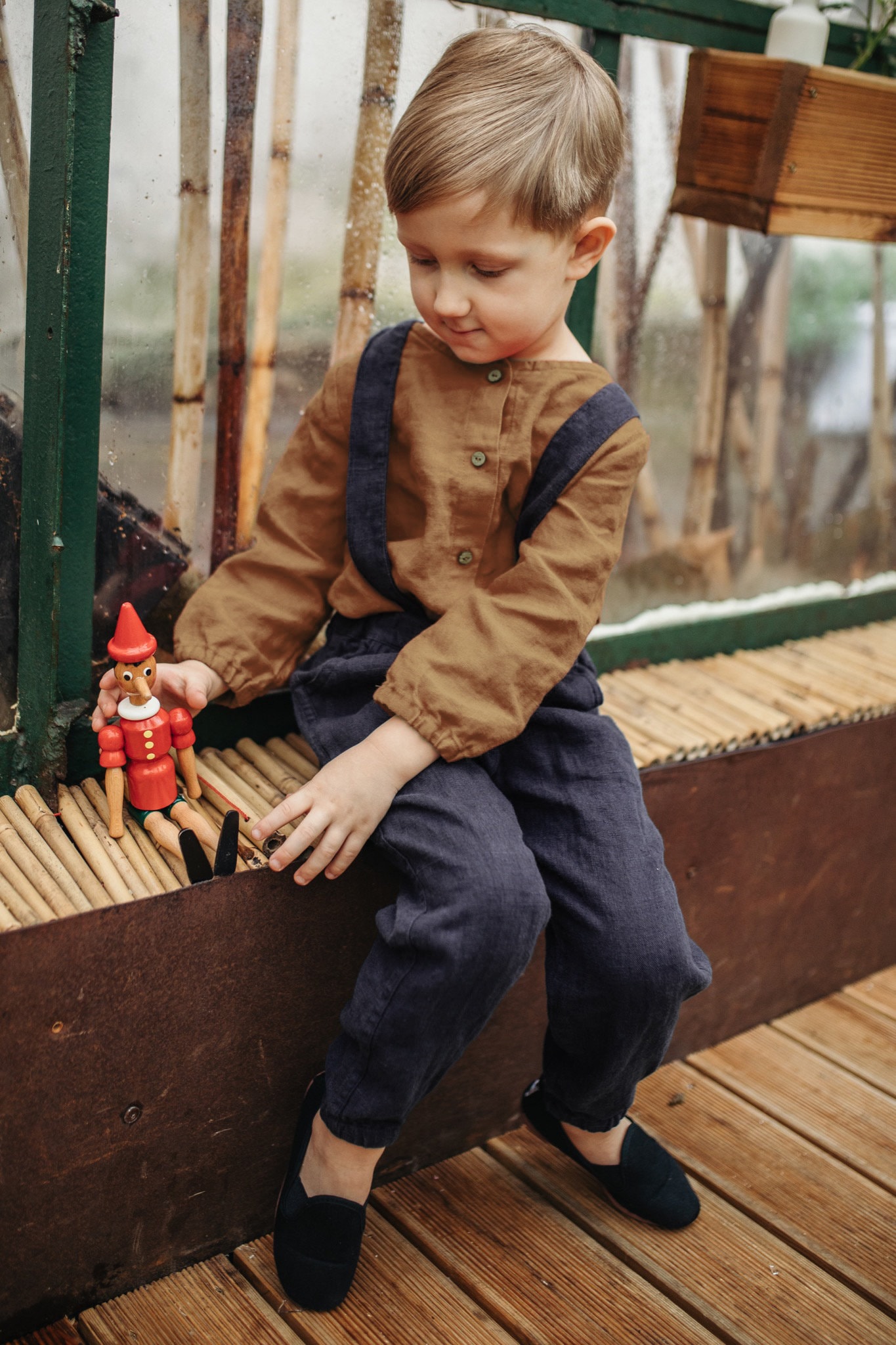 Warm Linen Pants Jules with removable suspenders Clothing Unisex Kids Clothing Trousers 