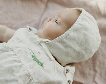 Linen Baby Bonnet | Optional Embroidery