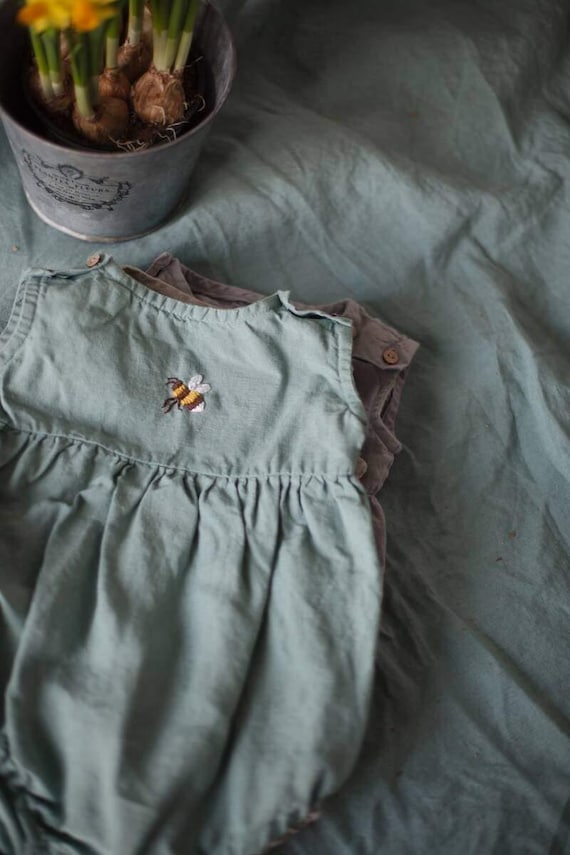 Pelele de lino suave Ariel, peleles de lino bohemios para bebé